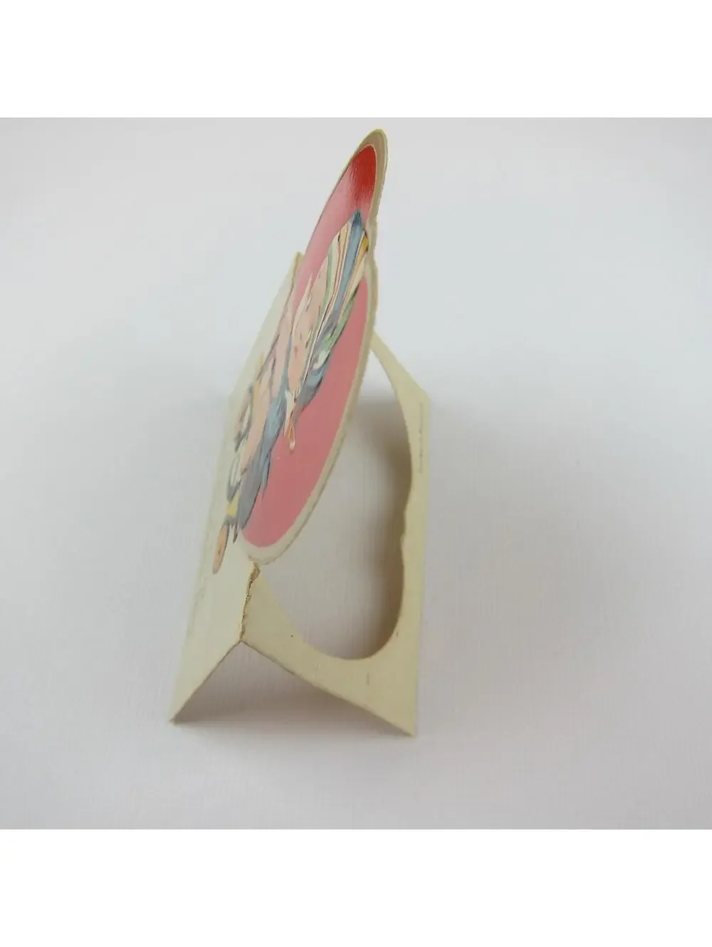 Vintage Valentine Card Cutout Stand Up Boy Cap Riding Tricycle Bavaria UNSIGNED
